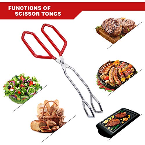 Stainless Steel Scissor Tongs Heavy Duty Cooking Tongs with Soft Handles