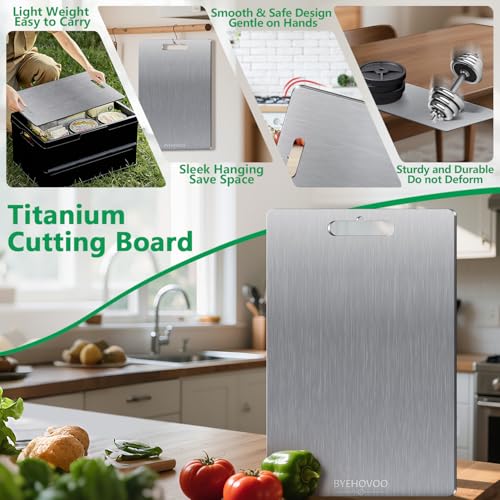 Titanium Cutting Board for Kitchen (Silver / 12"L x 9"W)