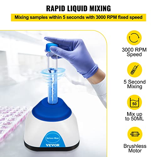 Vortex Mixer 3000RPM Mini Vortex Mixer Shaker (Blue)