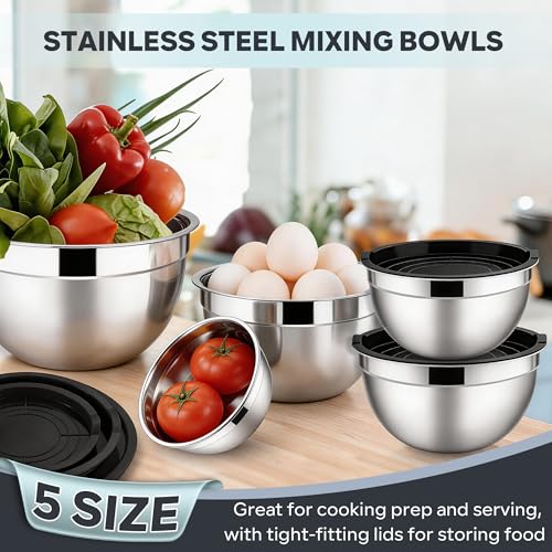 Mixing Bowls with Lids Set (Black / 10 Piece)