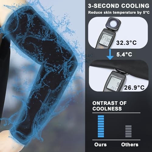 Cooling Arm Sleeves for Men Women (4 Pairs Black)