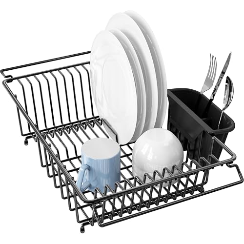 Large Stainless Over Sink Counter Dish Drainer Rack (Large / Black)