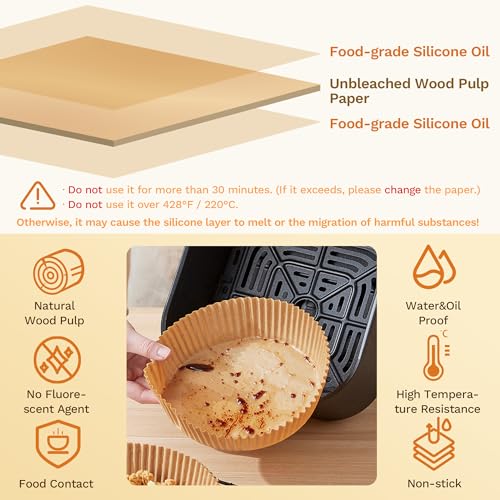150PCS 6.3inch Small Air Fryer Liners Disposable Round Liner for Air Fryer 2Qt to 5Qt (6.3inch / Round-150PCS)