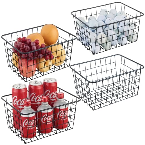 Wire Kitchen Storage Basket 4 Packs (Black)