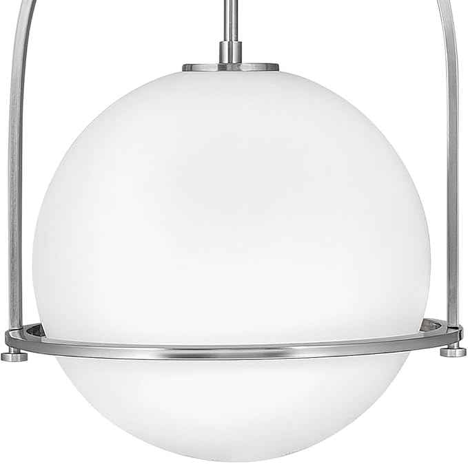 Hinkley Somerset 3405BN Large Hanging Pendant Light, Etched Opal Glass Globe, for Even or Sloped Ceilings, Customize Installation Height, Brushed Nickel