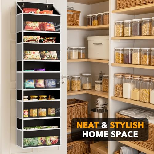 1 Pack Over The Door Organizer with 5 Large Pockets and 10 Mesh Side Pockets (1 Pack / Black)