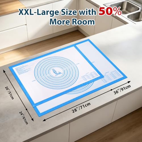XXL Large Pastry Mat For Rolling Dough (Blue / 36"L x 24"W)