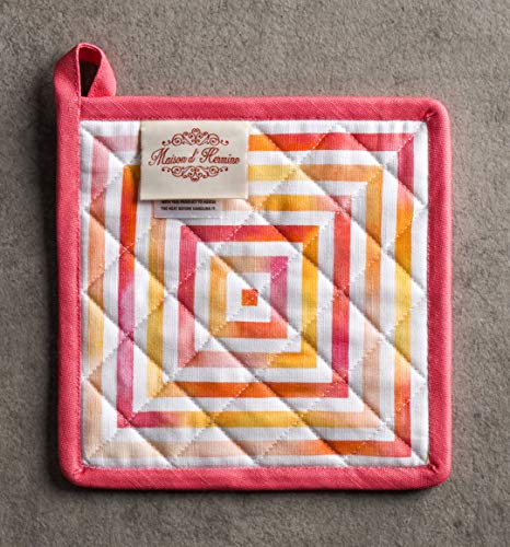 Pot Holders 100% Cotton Potholders (073 - Summer Maze / 8" x 8" (Pot Holder Pack of 2))