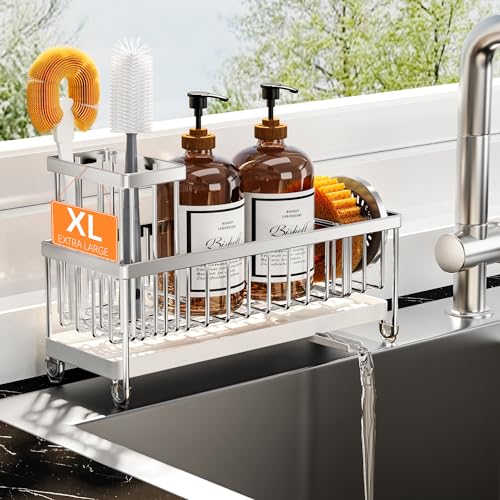 Sponge Holder for Kitchen Sink (Silver - 10.62″)