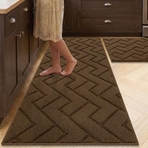 Kitchen Runner Rug (Dark Brown / 20"x48"+20"x32")