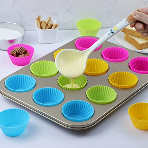 24Pack Silicone Muffin Baking Cups Cupcake Liners Lunch Box Bento Dividers (Colorsful / Regular Size)