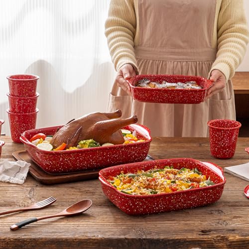 3 Pack Ceramic Lasagna Pan (Red)