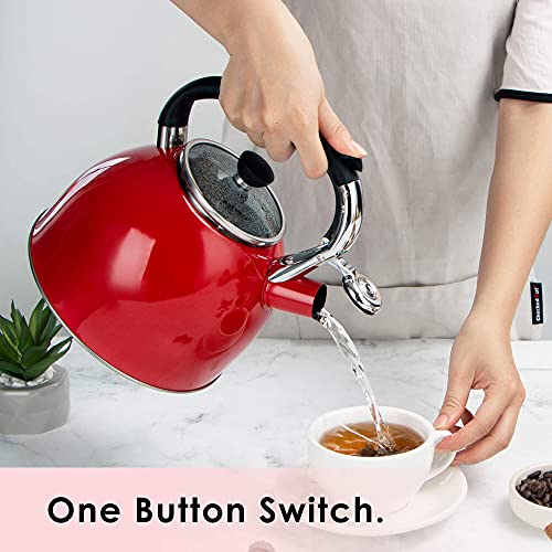 Whistling Tea Kettle for Stove Top (Red)