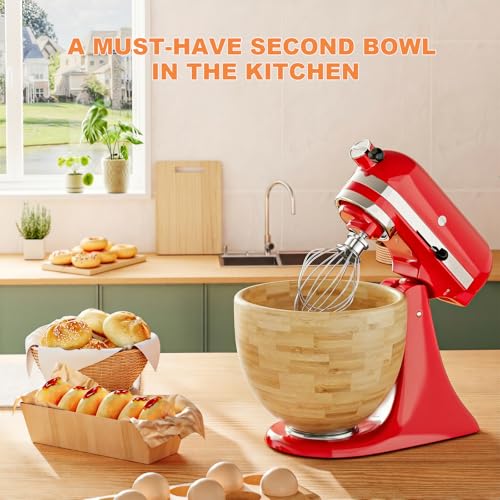5 Qt Solid Wood Mixing Bowl Compatible with KitchenAid Tilt