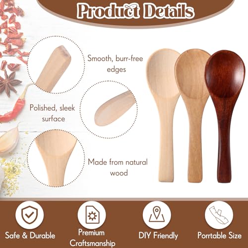 100 Pcs Small Wooden Spoons (Multiple Color)