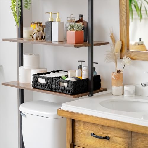 Wicker Storage Baskets for Shelves (Black / 11¼"L x 7½"W x 3½"H)
