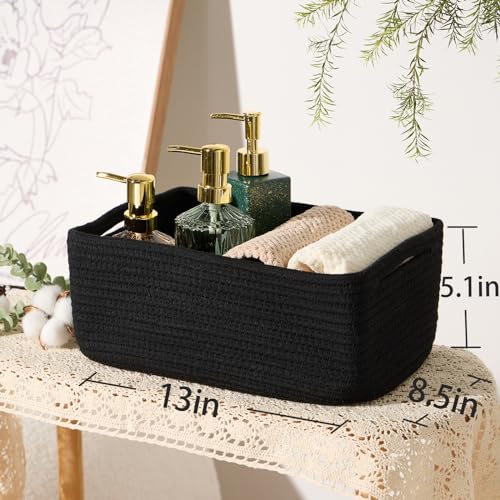 Small Storage Baskets for Organizing (3pcs-L13xW8.5xH5.1" / Black)