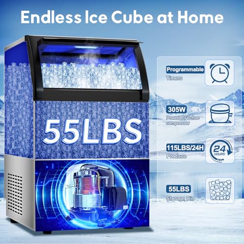 Commercial Gourmet Ice Maker Machine (115Lbs/24H-Gourmet Ice)
