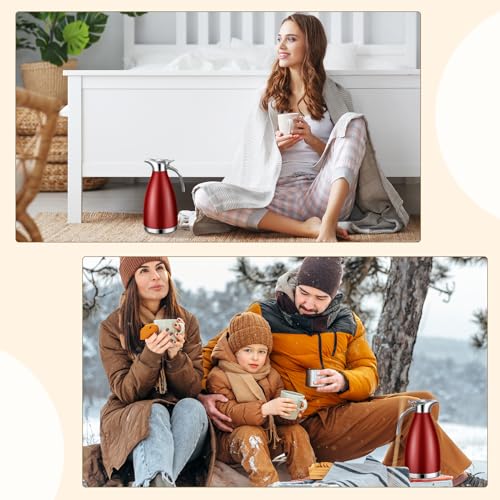 2 Pcs 68oz Thermal Coffee Carafe for Keeping Hot (Red)