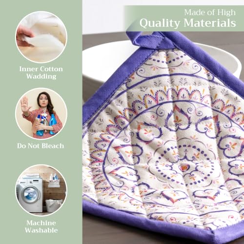 Pot Holders 100% Cotton Potholders (090 - Mandala / 8" x 8" (Pot Holder Pack of 1))