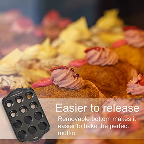 2 Pack Mini Muffin Pan with Removable Bottom (Grey-2 Pack mini cheesecake pan)