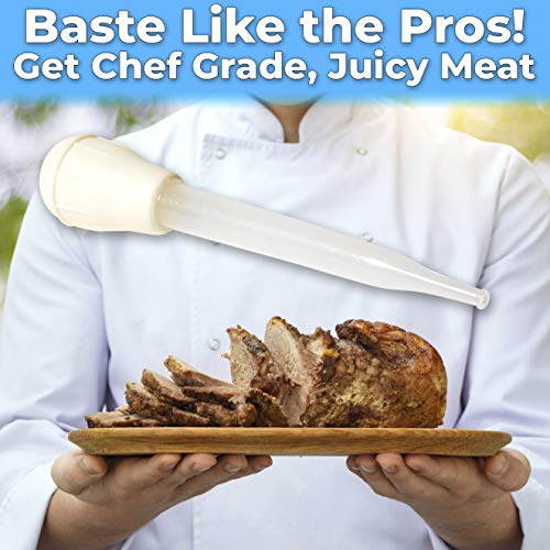 BPA Free Pro Grade Turkey Baster 2 Pack. Extra Large 11 Inch Bulb Basters with Measuring Lines Perfect for Cooking Juicy (2 Count)