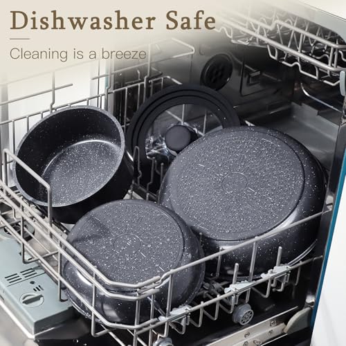 Pots and Pans Set Non Stick (Dark Gray / 21PCS-Big Size)