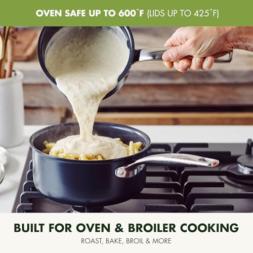 Prime Chatham 1QT & 2QT Saucepan Pot Set with Glass Lids (1QT and 2QT Saucepan Pot Set / Black)