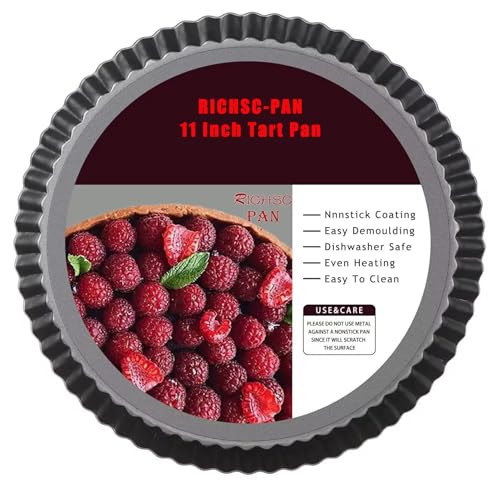 Tart Pan 11 Inch Tart Pan Carbon Steel Round Non (11*1.1Inch)