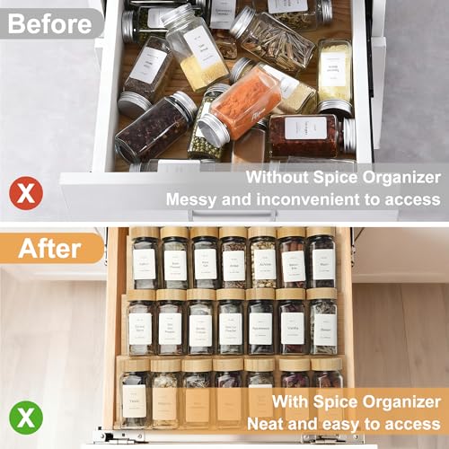 Spice Drawer Organizer with 20 Bamboo