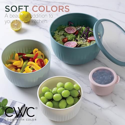 Prep Bowls with Lids (Teal and Pink / 12 Piece Set - Deep Bowls)