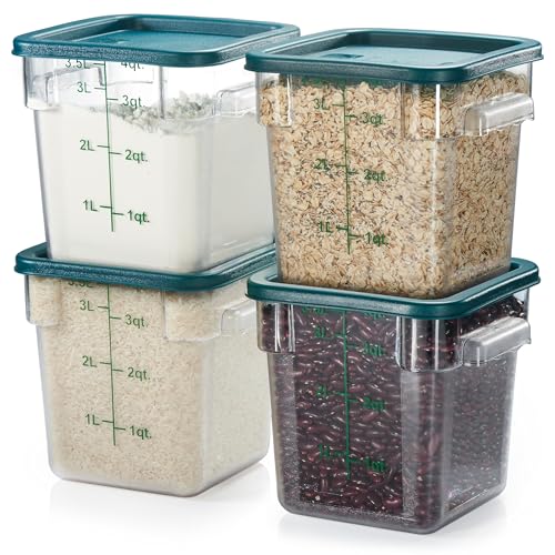 4 Pack Food Storage Container with Green Lid (4.0 Qt 4-Pack(Green Lids))