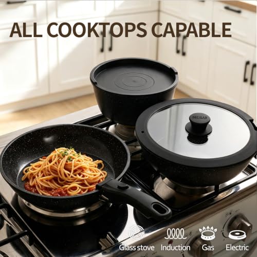 24pcs Ceramic Pots and Pans Set (Black 24 Pcs)