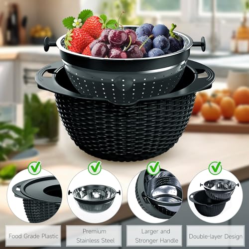 4 1 Colander with Bowl Set (Black)
