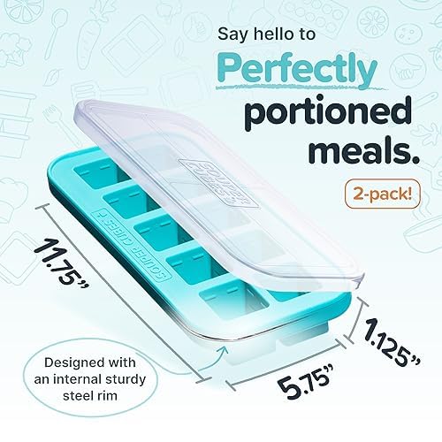 2 Tbsp Silicone Freezer Molds with Lids (2-Pack / Aqua)