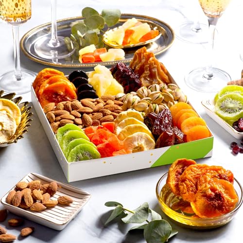 Rosh Hashana Gift Basket Dried Fruit & Nuts (7. Elegant Gift Box - (12 Piece Assortment))
