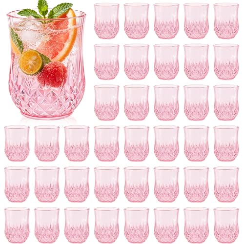 40 Pack Plastic Stemless Wine Glasses (12oz-pink)
