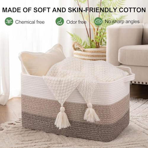 50L Storage Basket Large Blanket Basket Living Room Yellow 3 (Gradient Yellow / 3 pcs-17.7”x13.8”x11”)