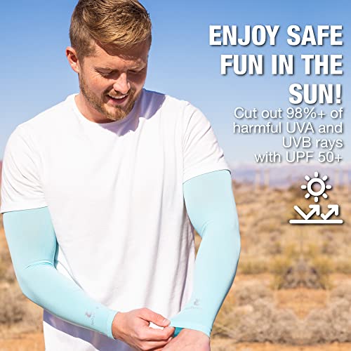 Cooling Arm Sleeves for Men & Women (1 Pair: Turquoise Blue / One Size)