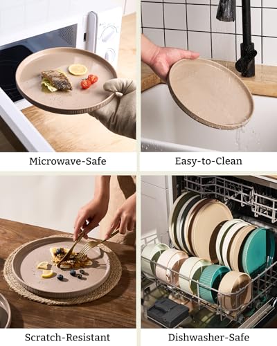Stoneware Dinnerware Set with Pasta Bowls (Cinnamon Brown / Service for 6 - Double Bowls)