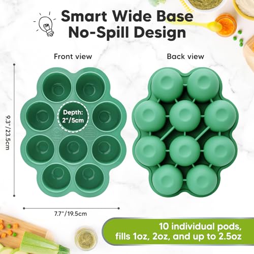 Silicone Food Freezer Trays with Lid (Alpine Green)