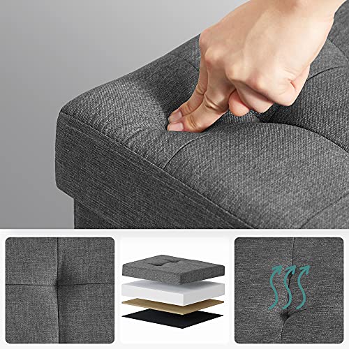 30 Inches Storage Ottoman (Dark Gray / 15"D x 30"W x 15"H (with Flipping Lid))
