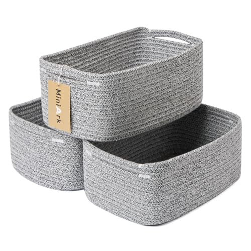 Small Storage Baskets for Organizing (3pcs-L13xW8.5xH5.1" / Grey)
