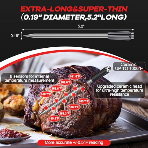 800FT Wireless Meat Thermometer Digital with 2 Upgraded Ultra