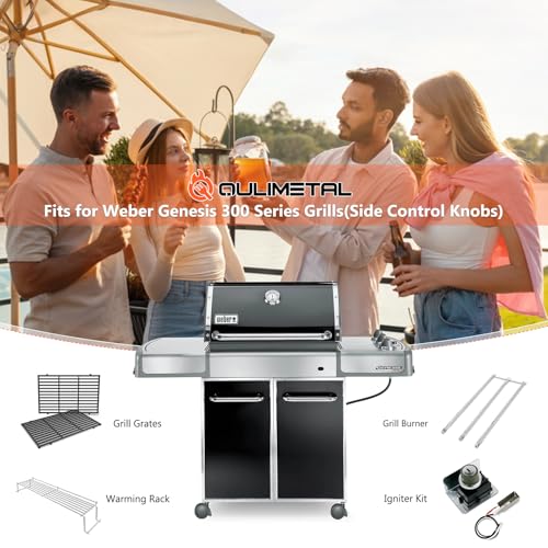 Grill Parts for Weber Genesis 300 Series Grills with Side Controls Knobs (L14 24.5")