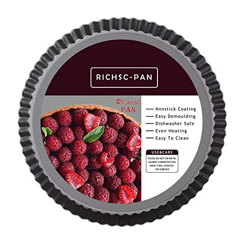 Tart Pan 10 Inch Tart Pan Carbon Steel Round Non (10*1.1Inch)