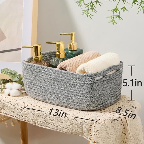 Small Storage Baskets for Organizing (4pcs-L13xW8.5xH5.1" / Grey)