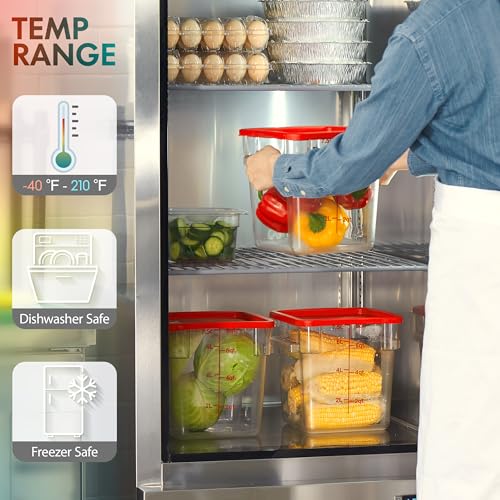 8 Pack 4 Qt NSF Clear Polycarbonate Food Storage Containers with Green Lids (4.0 Qt 8-Pack(Green Lids))