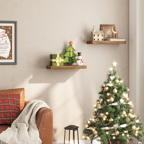 Floating Shelves for Wall (Rustic Brown / 15.7 Inches)