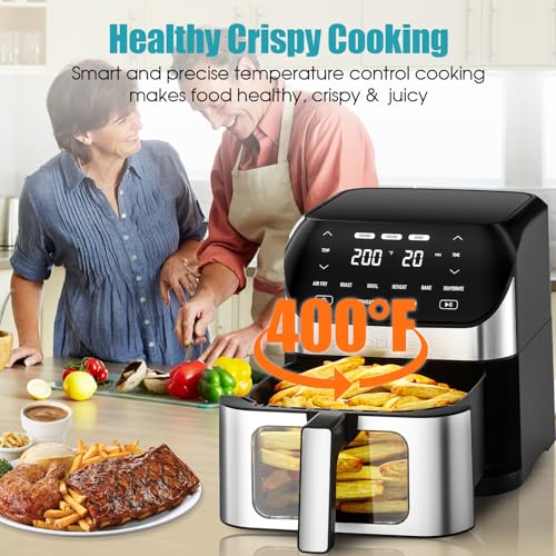 Air Fryer 6.2 QT Large Capacity Oilless Hot Air Fryers Oven 1500W Healthy Cooker with 10 Presets